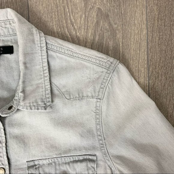 All Saints Kaia Grey Denim Button Down Shirt Size US 6 - Picture 5 of 7